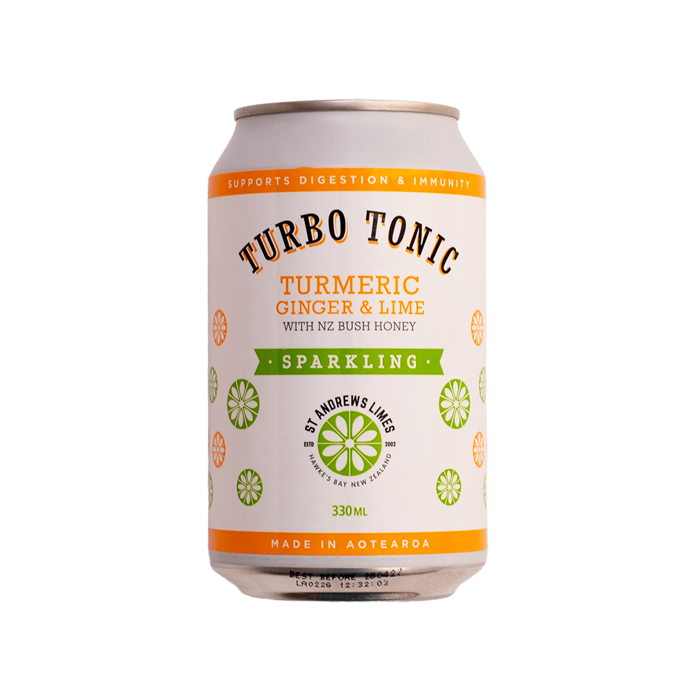 
                  
                    Turbo Tonic Sparkling – Turmeric, Ginger & Lime
                  
                