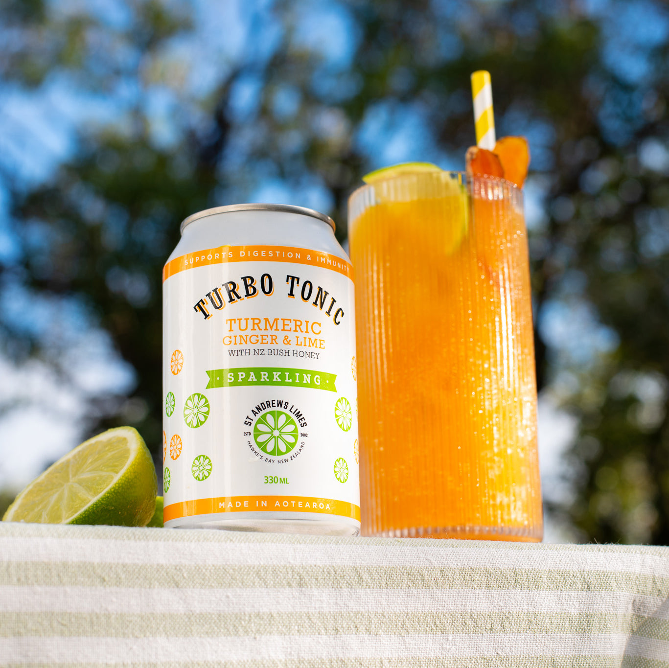 
                  
                    Turbo Tonic Sparkling – Turmeric, Ginger & Lime
                  
                