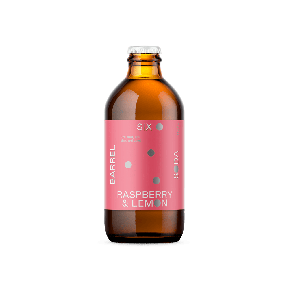 Raspberry & Lemon Soda 330mL 15 pack - Six Barrel Soda Co.